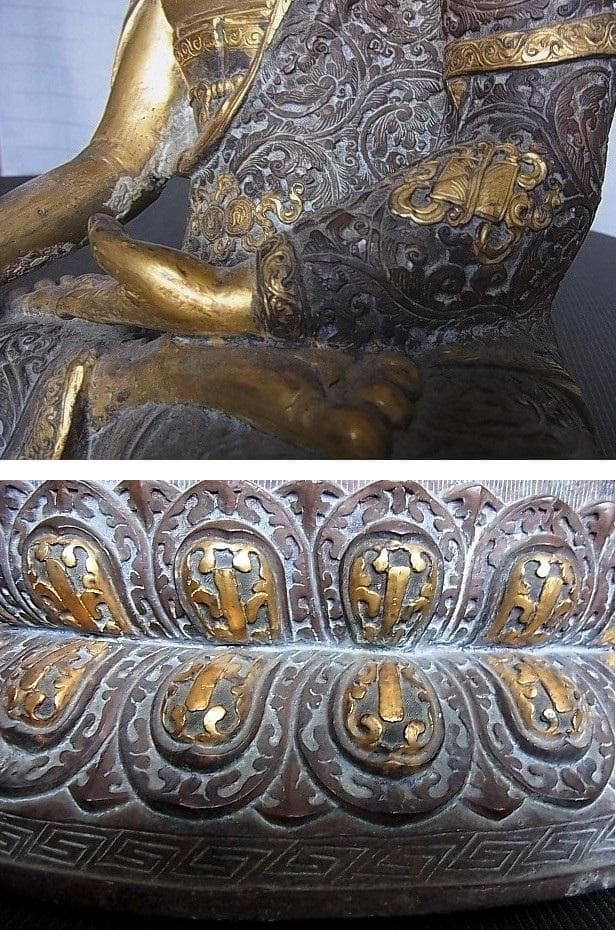 U1401】古い仏像 高42㎝ お釈迦様 細密造 アンティーク