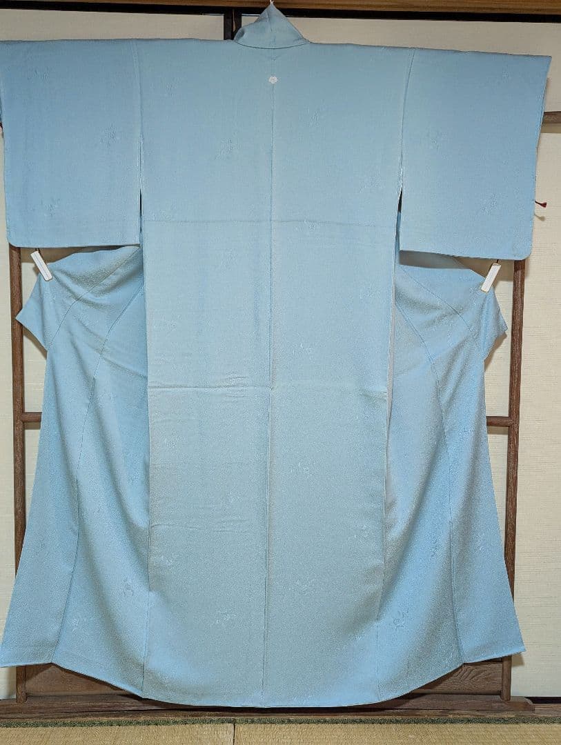 正絹 色無地 一ツ紋 身丈162cm しつけ糸付き ブルーグレー系 - メルカリ