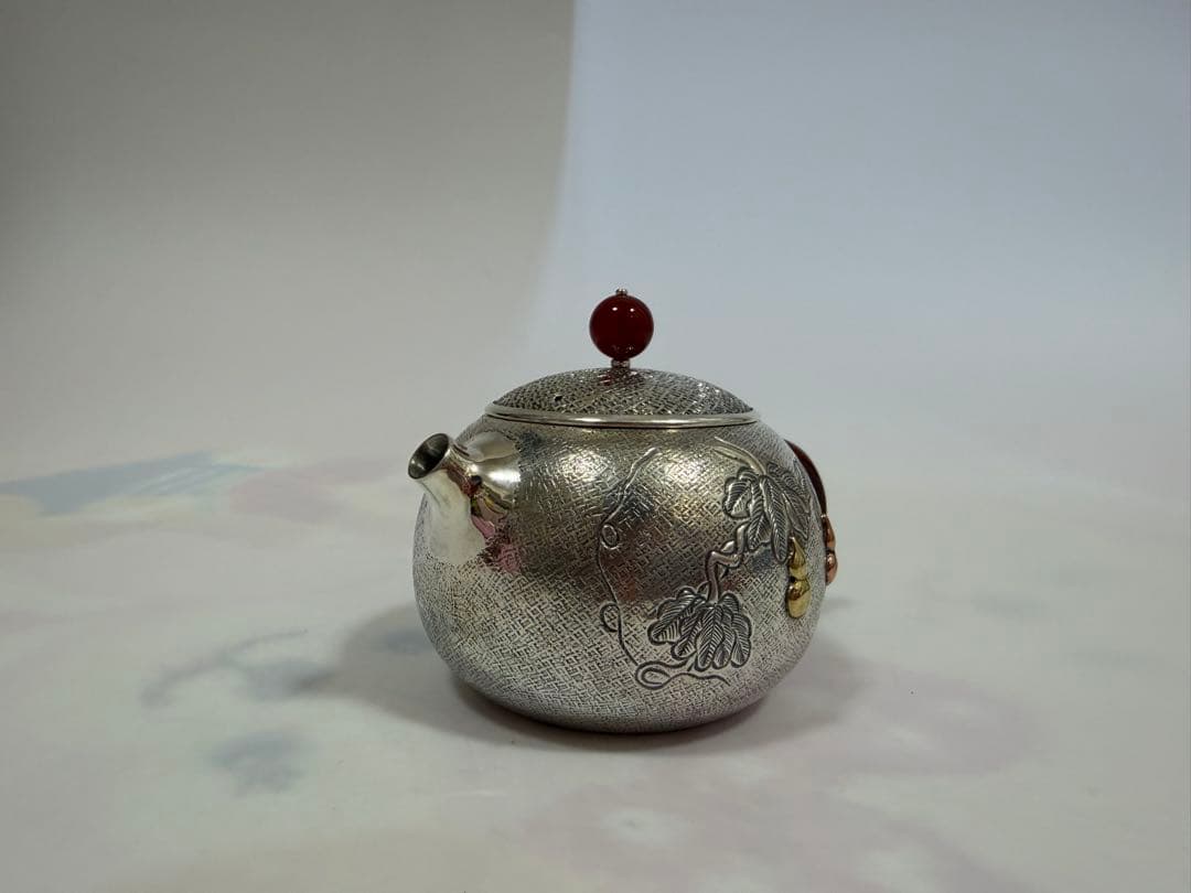 純銀製 蔓藤紋 ひょうたん 急須 銀瓶 煎茶道具