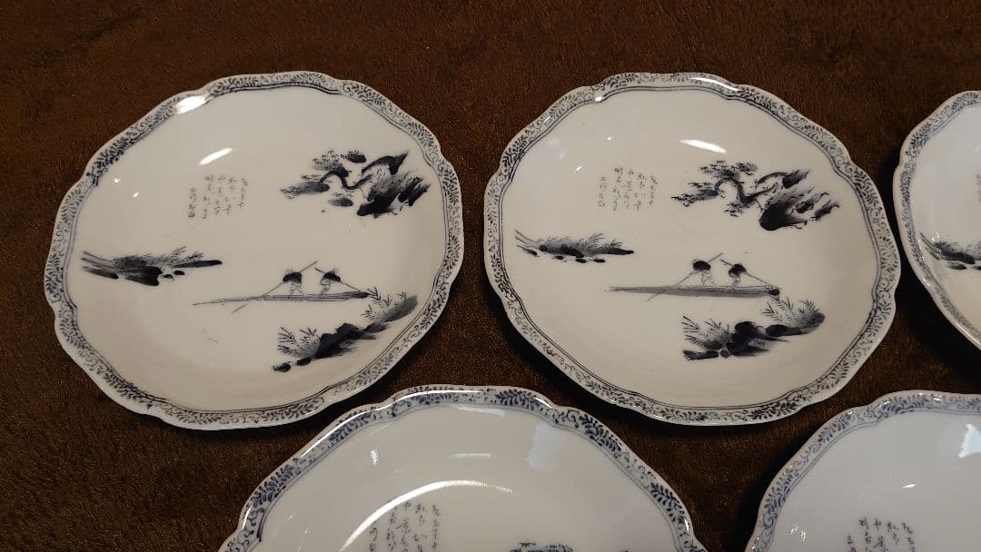 古伊万里　伊万里　染付　輪華皿　６寸皿　蔵出し　５客