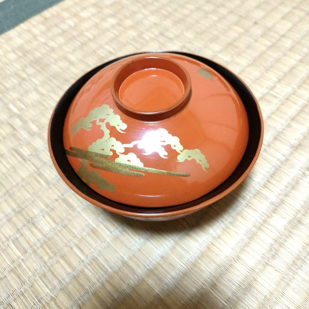 明治42年 吸物椀 20客 外朱内黒 金蒔絵 共箱付 漆器 金彩 時代物 汁椀