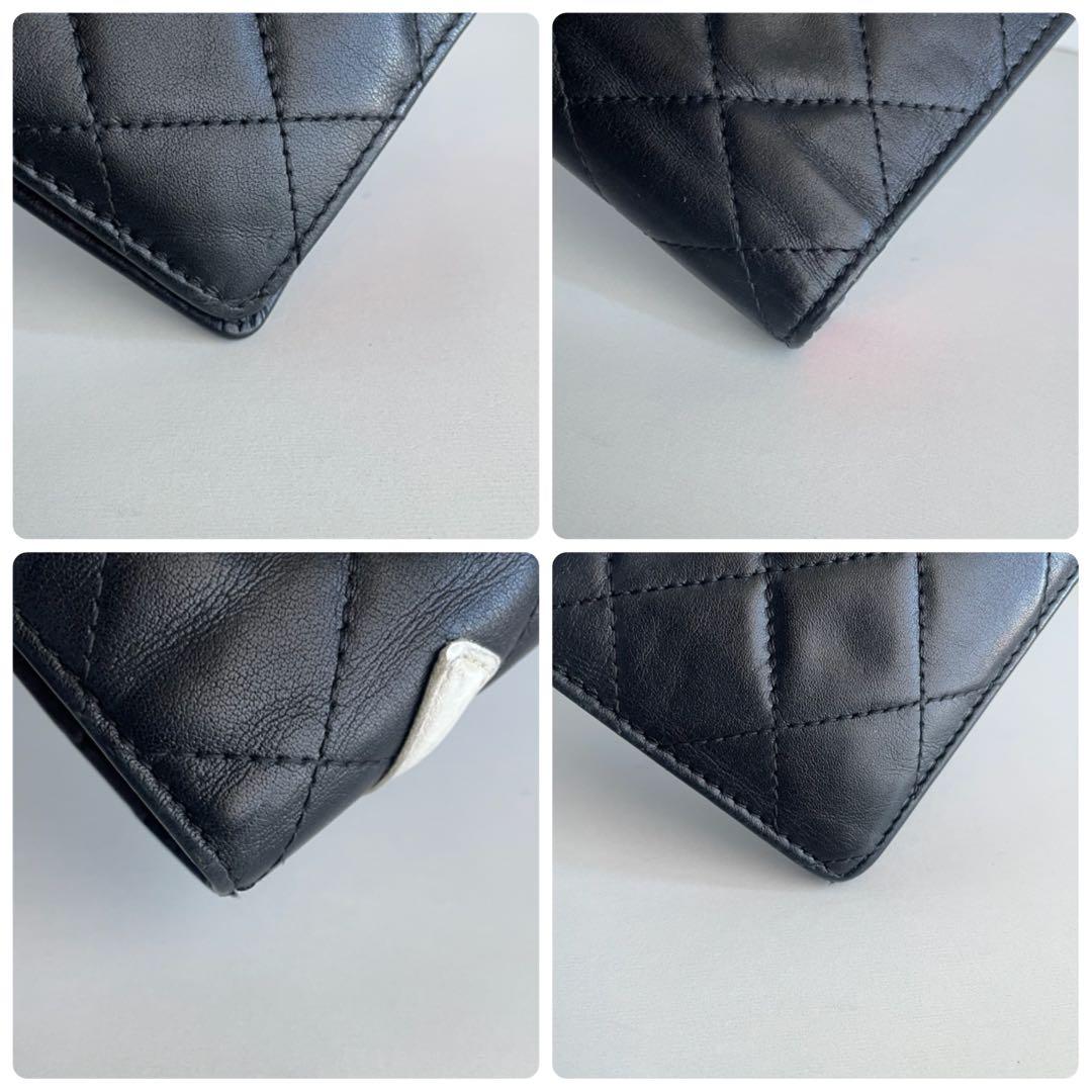 箱シール有り✨CHANEL マトラッセ カンボンライン ２つ折り長財布白黒ピンク