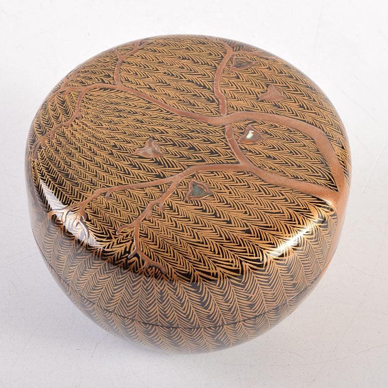 加賀蒔絵師宗利作 吉田利昭 大棗 内銀地 螺鈿細工入 栞付き N11-15A