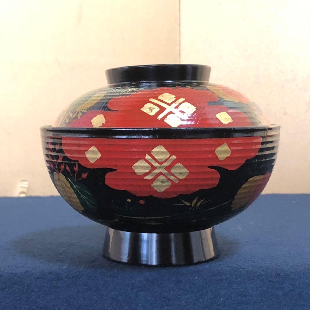 《レ》懐石 正法寺蒔絵 煮物椀5客 塗師 岡本陽斎 共箱 元箱 251125え6