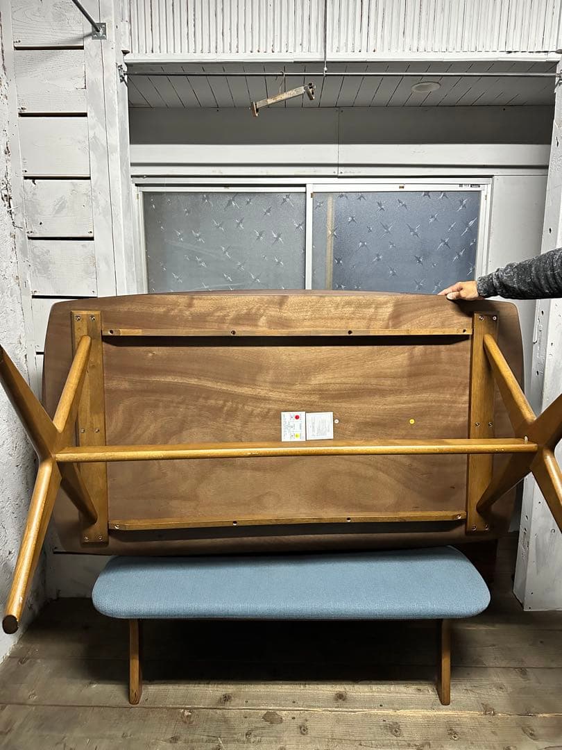 (値下げ中)木製ダイニングテーブルセット (テーブル+椅子2脚+ベンチ1脚)