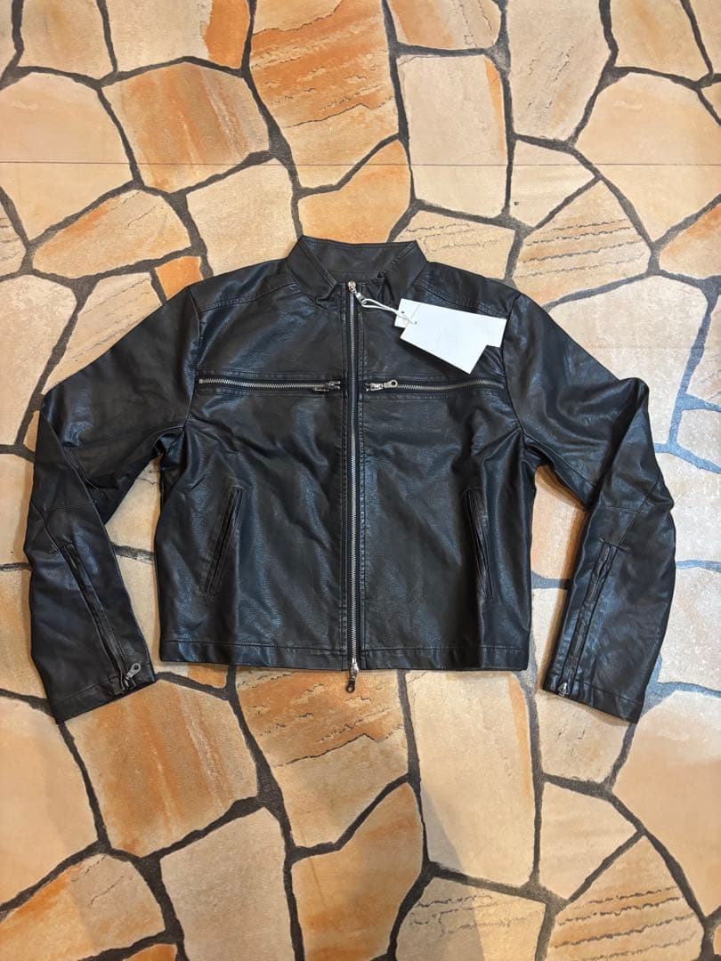 SGW 十字架 ライダースジャケット レザー 秋 クロスモチーフ