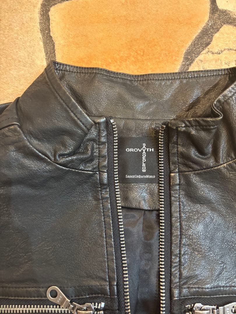 SGW 十字架 ライダースジャケット レザー 秋 クロスモチーフ