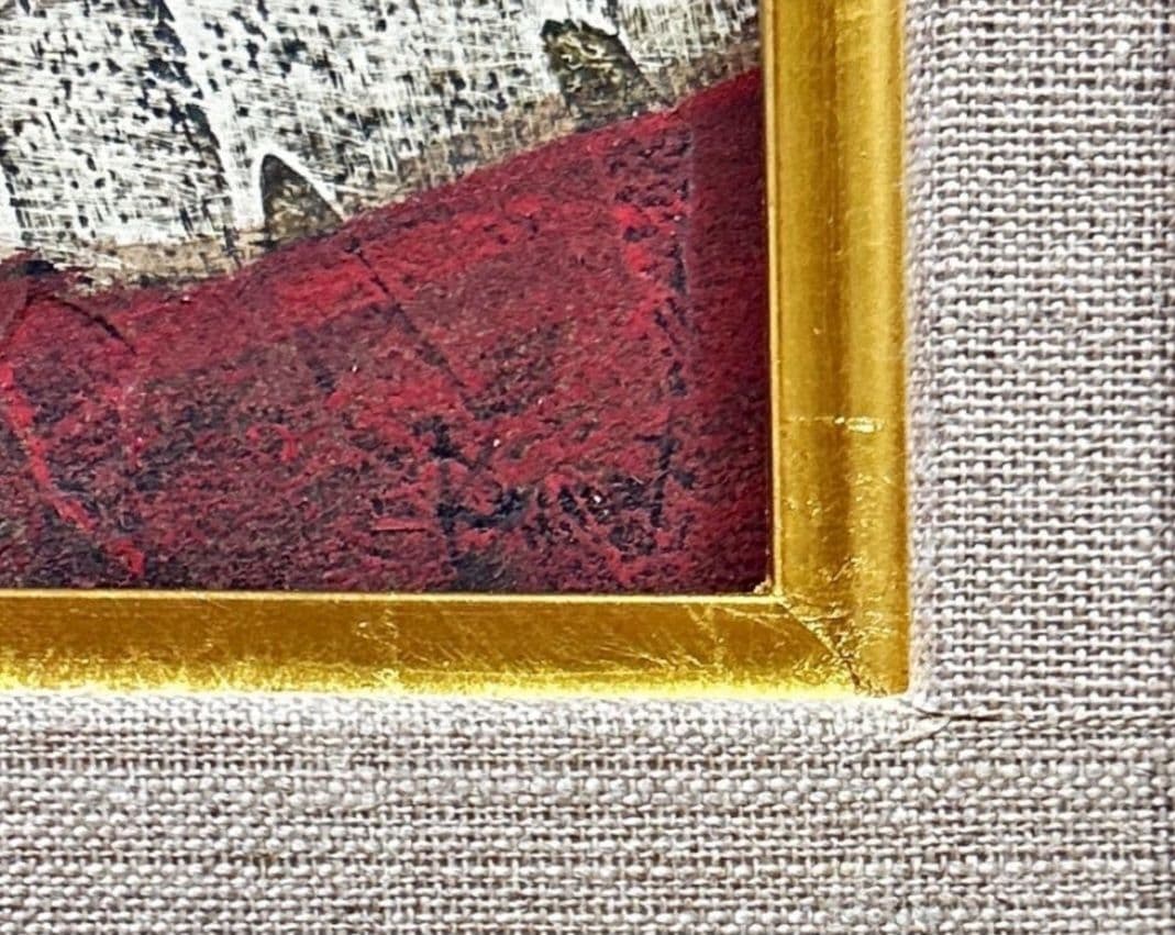 舟山一男「帽子」 油彩 独特の世界観を放つ画家　福岡市美術館収蔵作家裏書