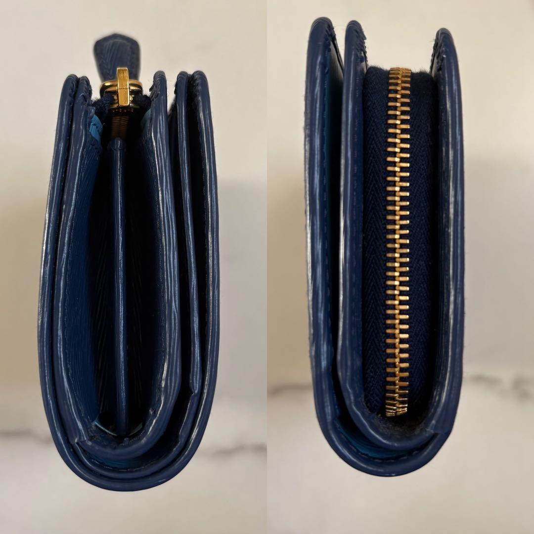 PRADA プラダ ブルー コンパクトウォレット サフィアーノ