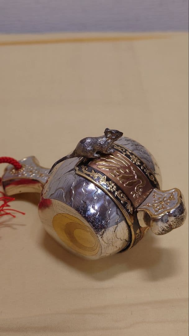 銀製　小槌　置物