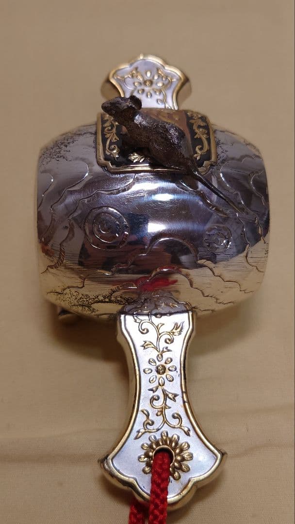 銀製　小槌　置物