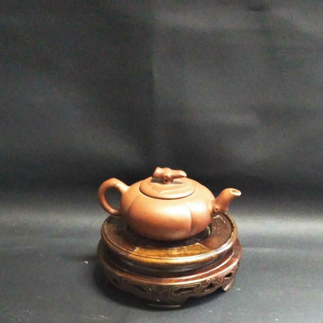 中国古美術/朱泥紫砂梅型茶壺/(底款有り)