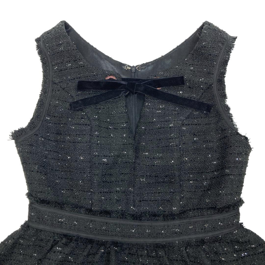 IRMA イルマ ネックリボン ティアードフリル ミニドレス ブラック