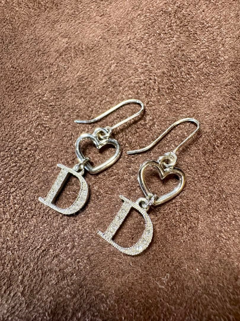 Dior ディオール ロゴ ピアス クリスタル ダイヤ シルバー 両耳 ロゴ