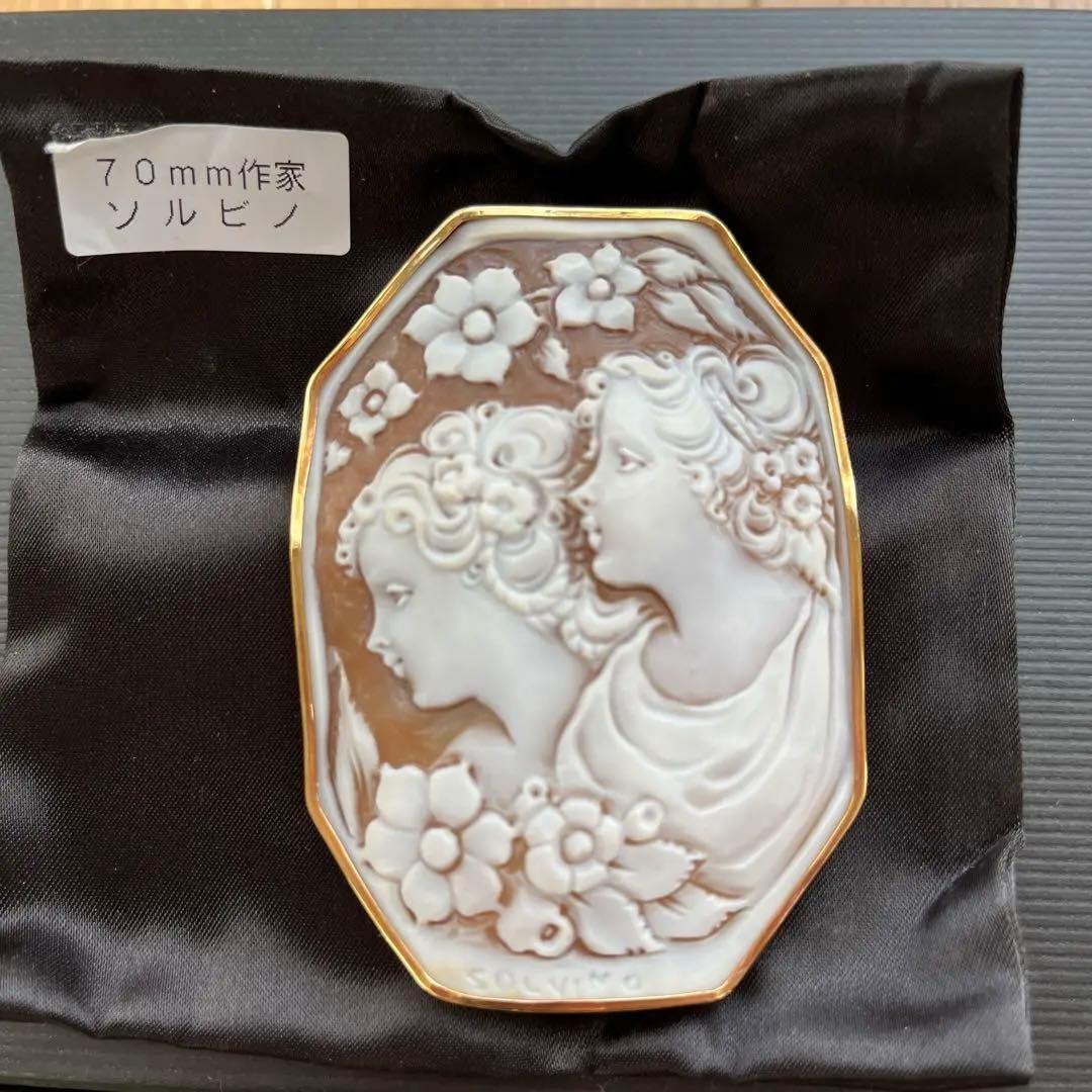 値下げ！K18カメオブローチ 作家ソルビノ ✨