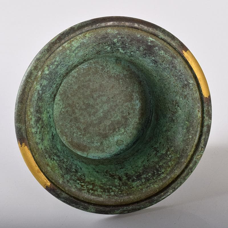 平安 秦蔵六造 塗金銅香炉 「瑞雲」 共箱 G R8430