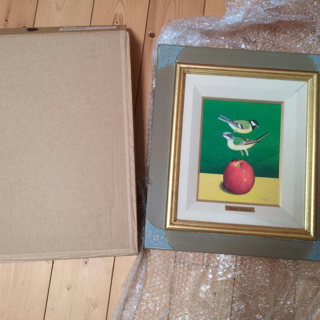 マイテ　デルテイユ 【林檎と鳥】 1999年作　額サイズ約40×45