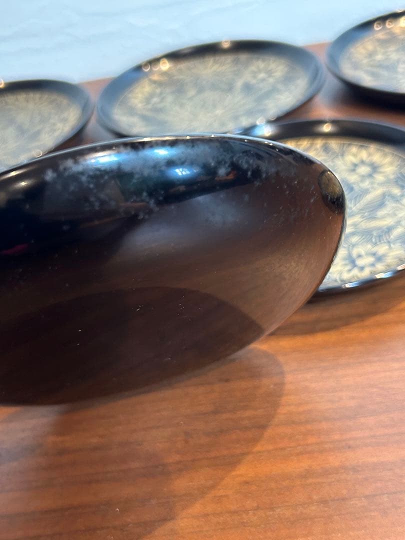 最終値下げ　輪島塗　沈金蒔絵　菊花草　黒塗り　菓子皿　銘々皿　10客セット