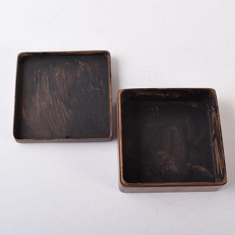 中国 古銅 唐銅 漢詩梅花刻 蓋物 四方箱 墨箱 M R8649 - メルカリ