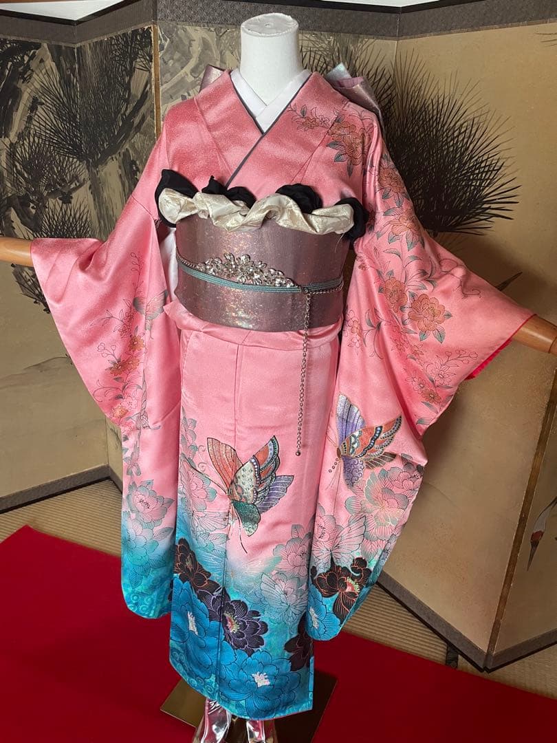 振袖 フルセット 山本寛斎 成人式 十三参り 成人 式 振袖 青 系