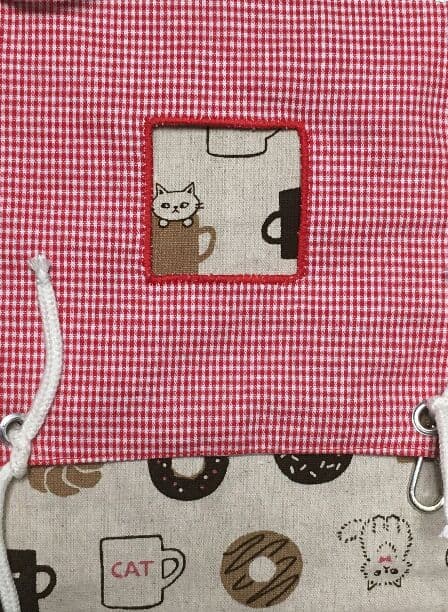 モモンガハウス(猫・ドーナツ柄)チェック赤 春(夏)仕様 1850円