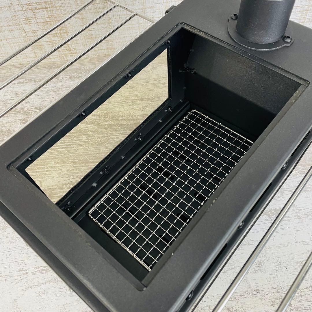 【極美品】FUTURE FOX 薪ストーブ　3面ガラス折りたたみ式　煙突ガード付