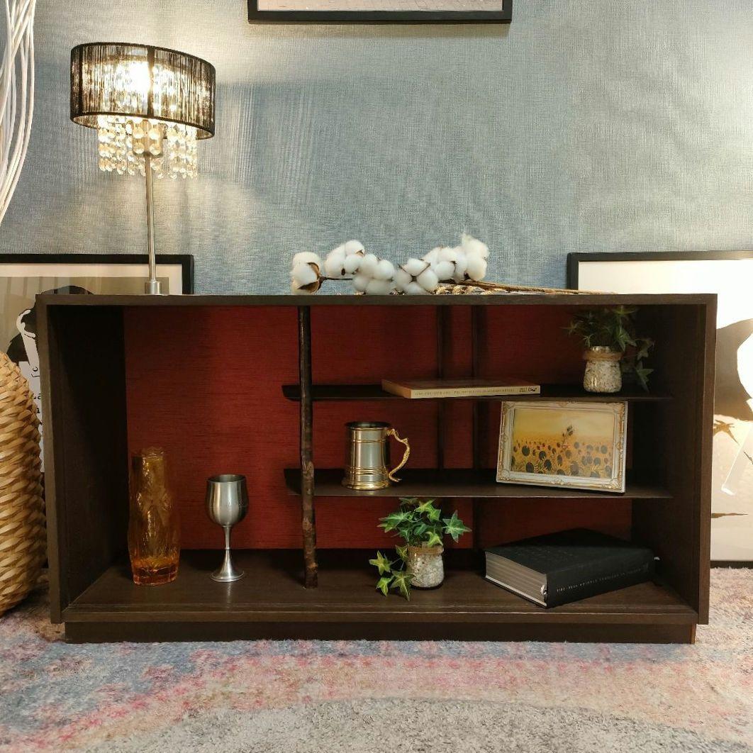 昭和レトロ 和モダン 竹支柱 飾り棚 キャビネット 最終お値下げ】昭和レトロ 和モダン 木製キャビネット 引き戸ガラス