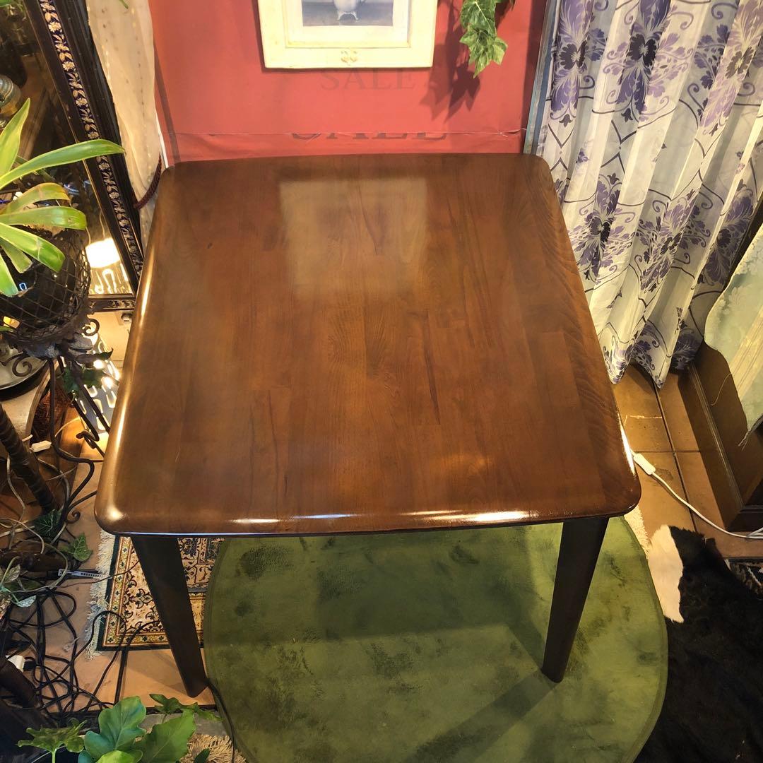 美品　ダークアルダー　ソリッド　テーパードレッグ　ダイニングテーブル