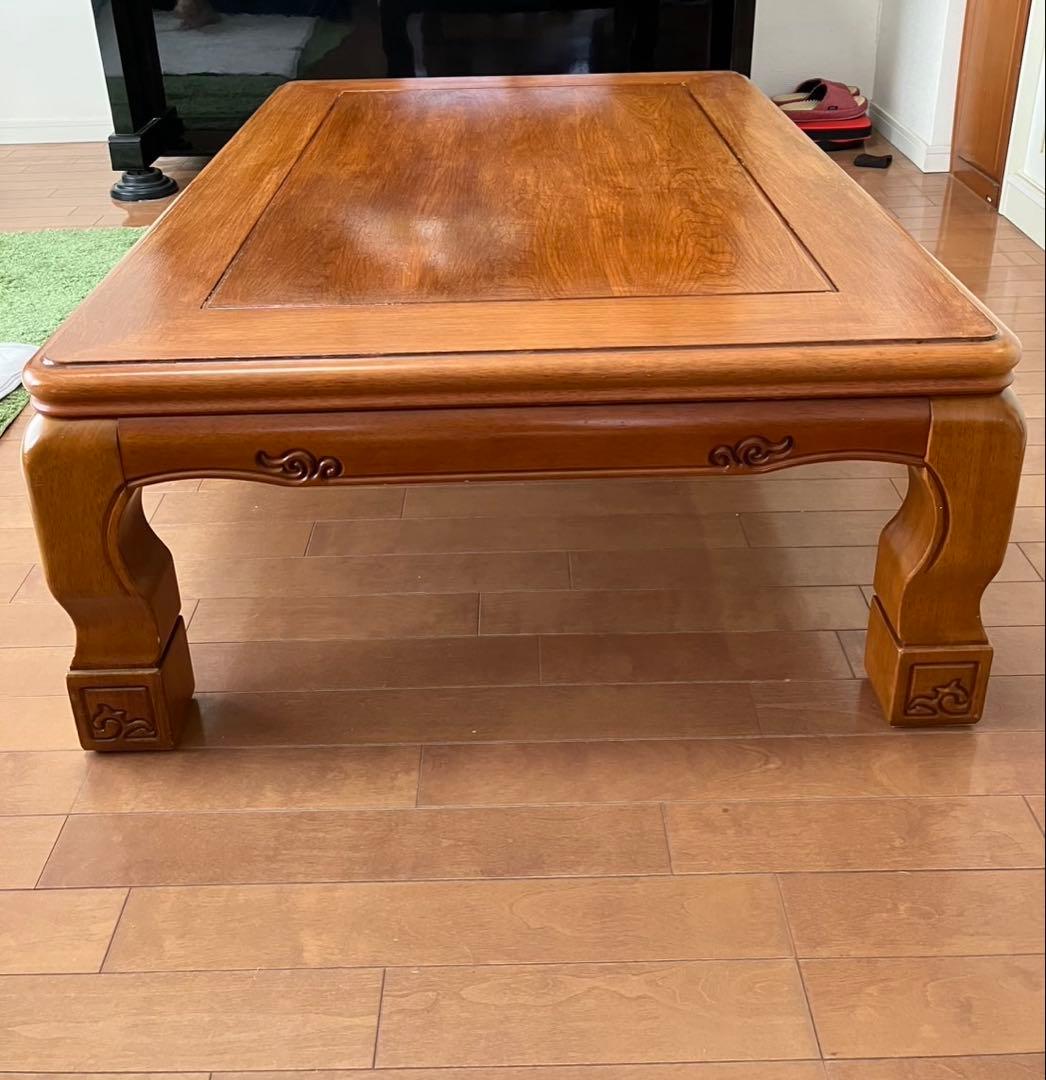 値下げ可○木製 ダークブラウン こたつテーブル 彫刻入り 値下げ可○木製 ダークブラウン こたつテーブル 彫刻入り 値下げ可
