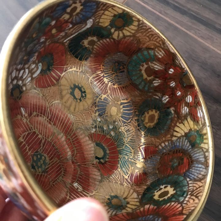 薩摩焼 沈寿官 金蘭手花詰文茶碗 菊牡丹花尽くし薩摩焼 沈寿官 金蘭手