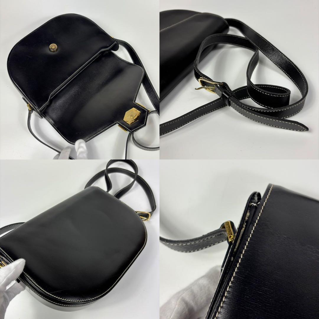 専用ディオール ショルダーバッグ CD金具 ステッチ ポシェット レザー 黒