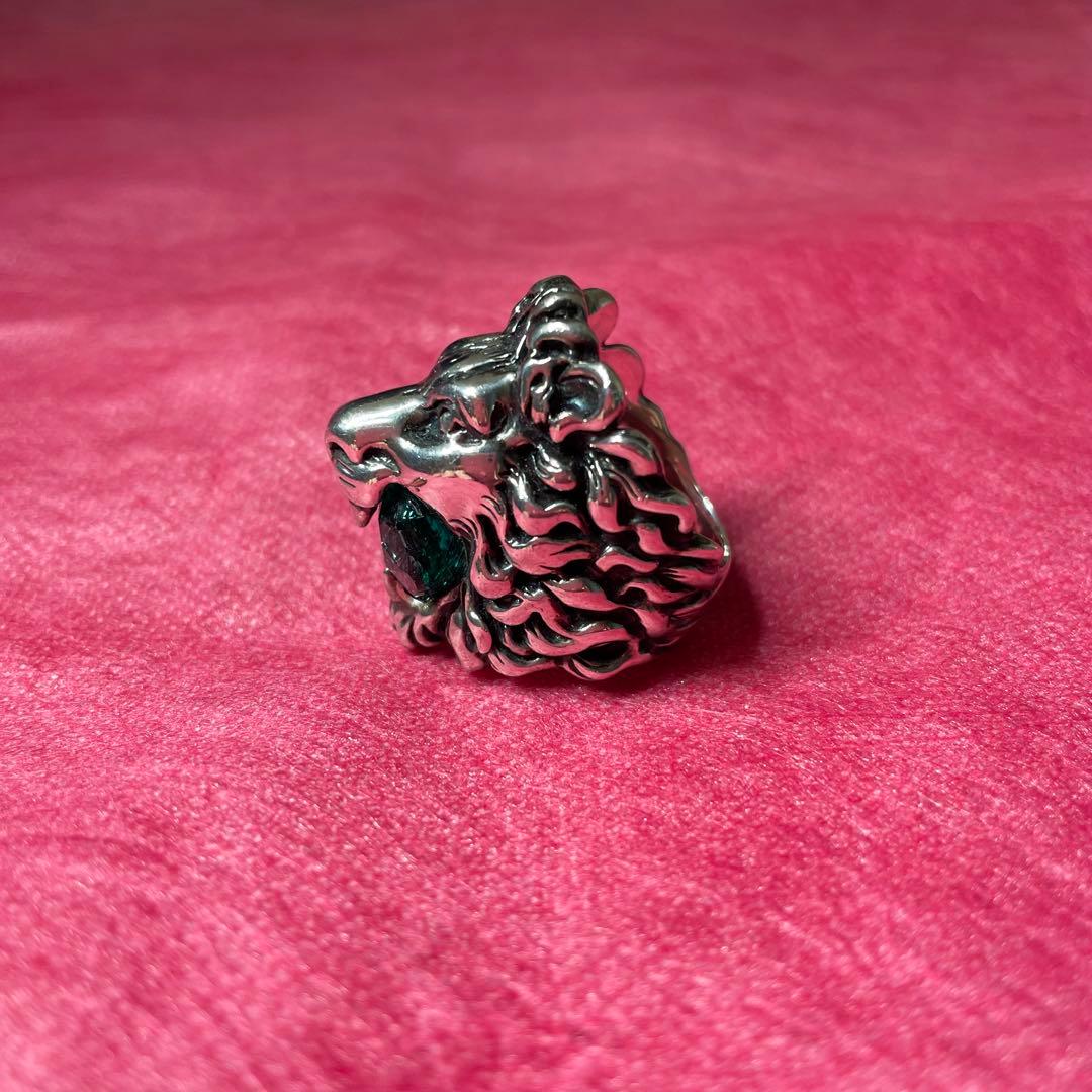 GUCCI リング 16号 ライオン クリスタル シルバー