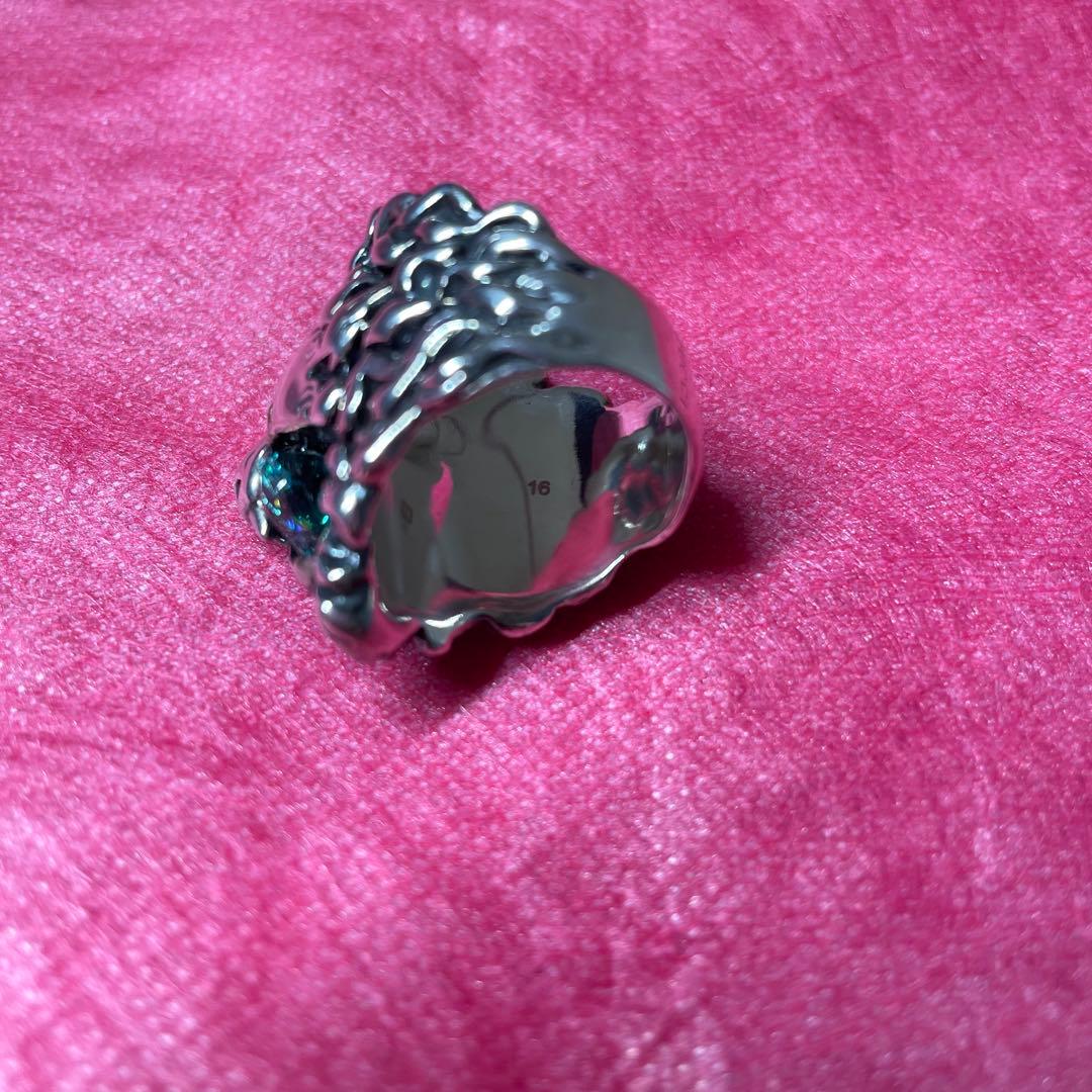 GUCCI リング 16号 ライオン クリスタル シルバー