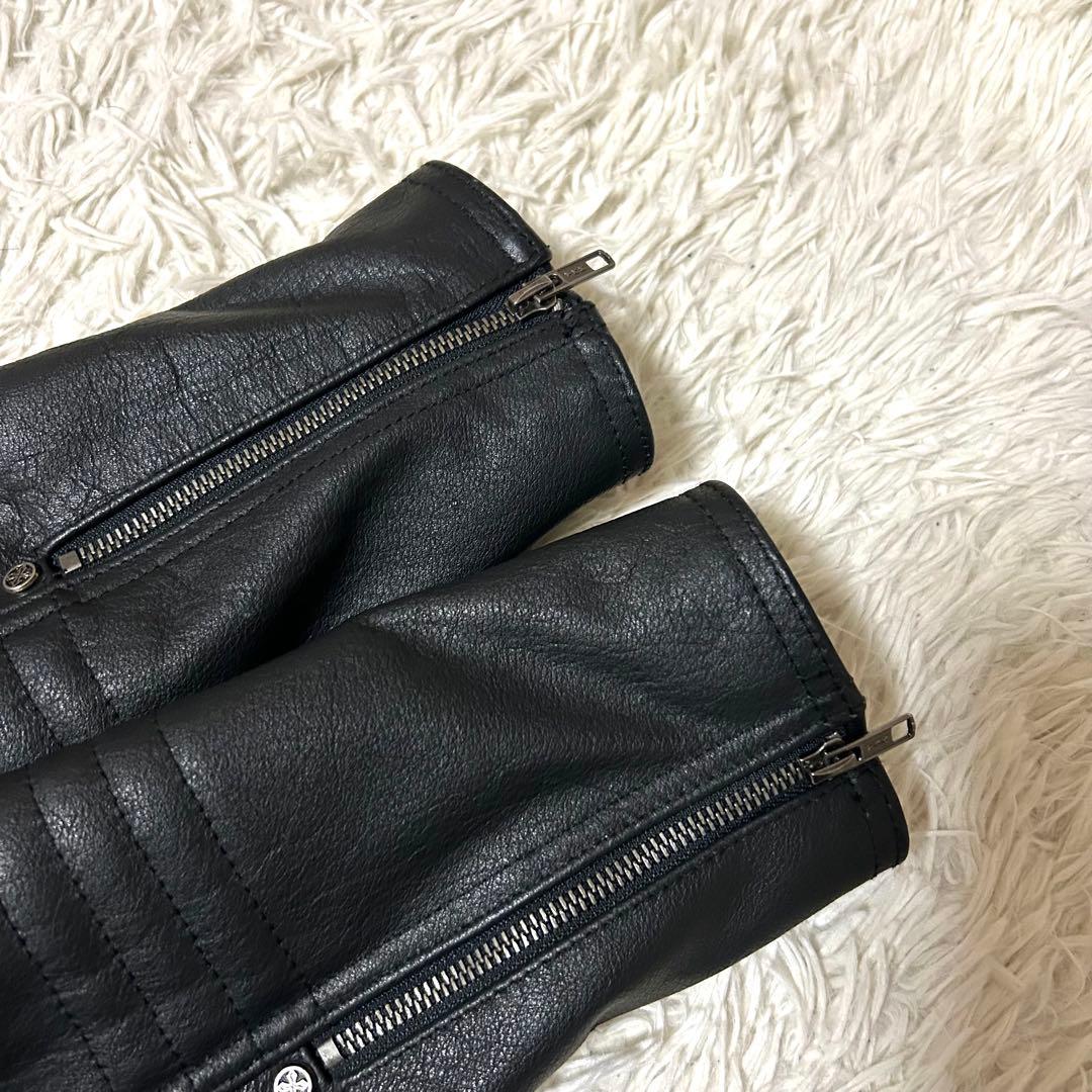 HARLEY DIEREI シングルライダースジャケット 本革 牛革 スカル刺繍