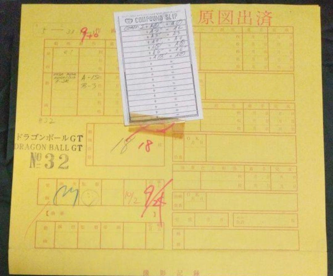 ドラゴンボールGT トランクス セル画 背景付 原画 動画 タイムシート セット