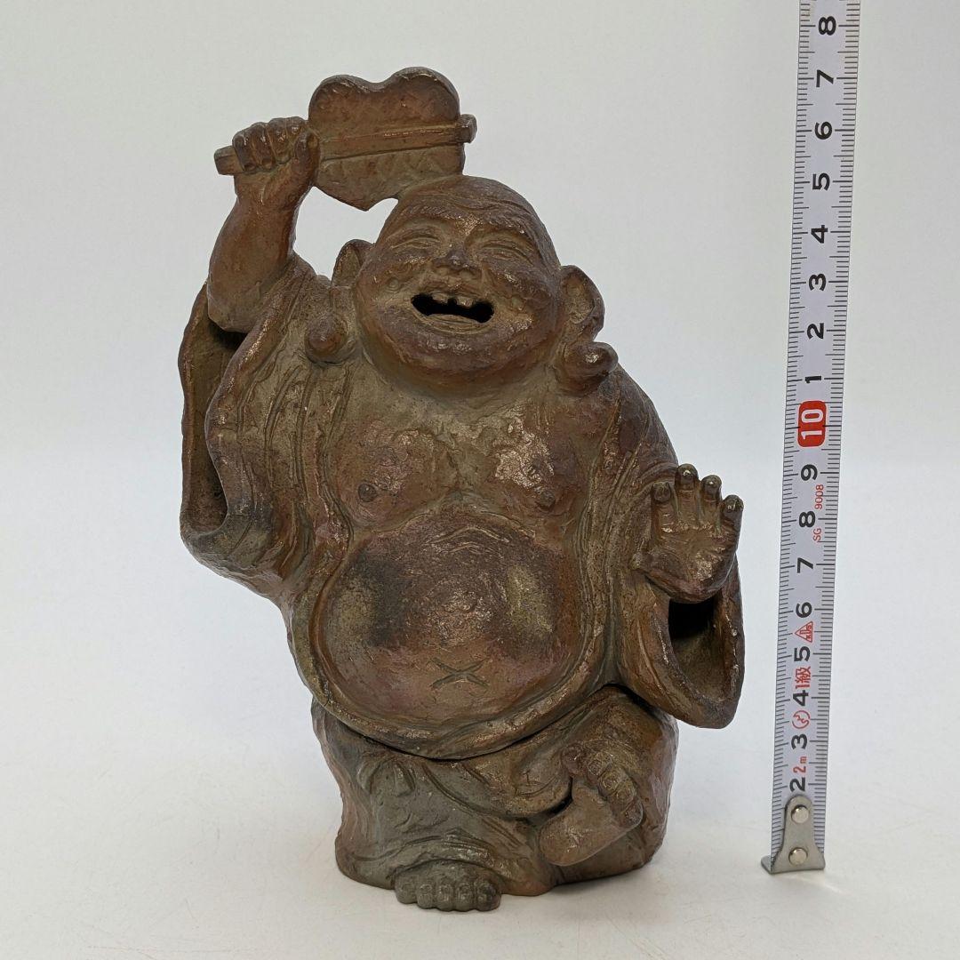 國延昇 備前焼 布袋香炉 合箱合布 踊り布袋 置物 縁起物 七福神 国延昇 香爐