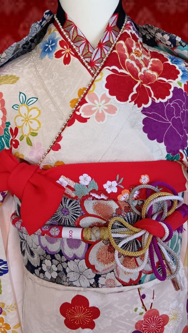 KJ2519 振袖 身丈169.5cm 正絹 着物 成人式 トールサイズ