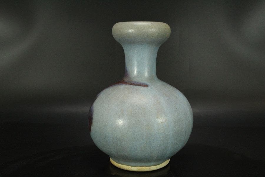 中国美術 紫斑釉 天球瓶 高17.5cm(LC124)