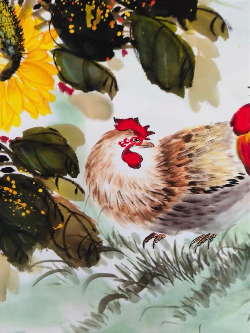 本日特価】吉祥高照 花鳥画 掛け軸｜三尺 中堂 大幅・和室 茶室向け