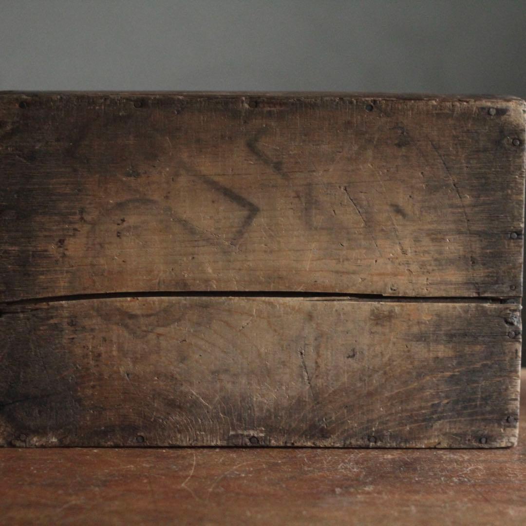 古い 内側銅張 木の トレイ トレー 箱 古道具 アンティーク 内側銅張