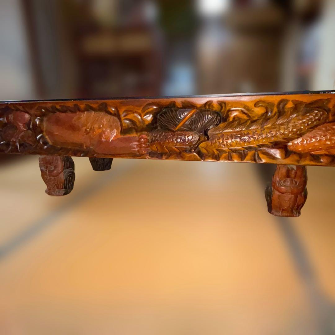 中国美術 木彫 彫刻 座卓 一枚板 テーブル