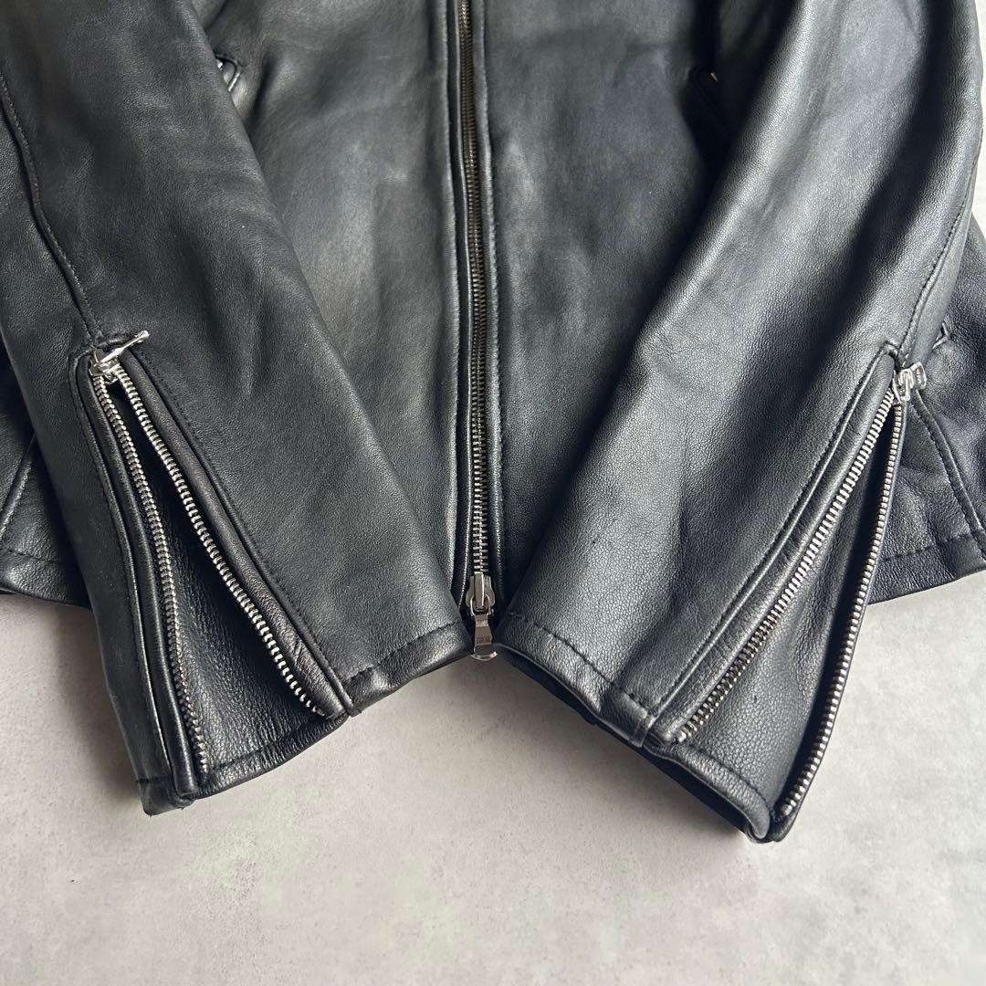 ユナイテッドアローズ レザージャケット ライダース シングル 羊革 黒