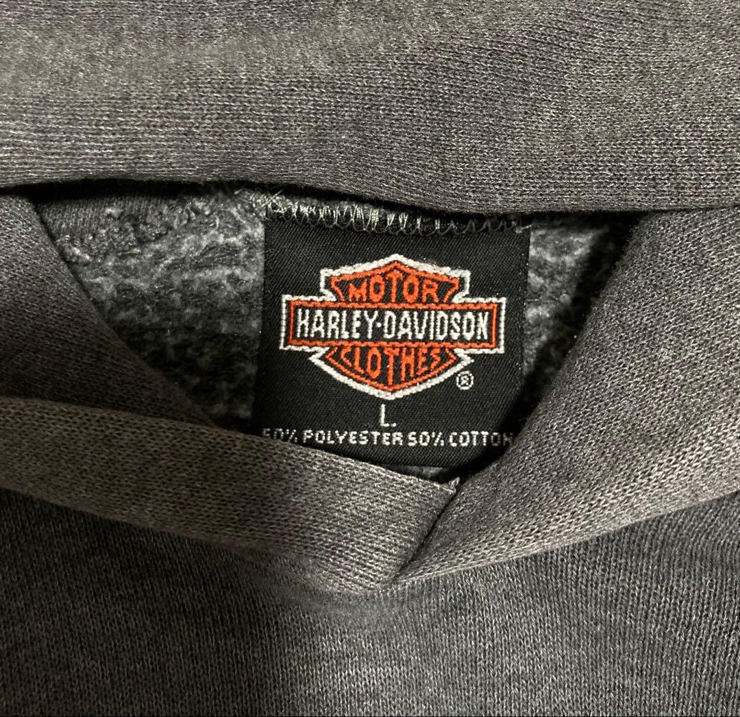 90s usa製 Harley-Davidson フレイムプリント パーカー L