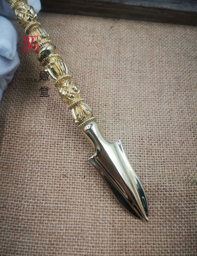 【修縁堂】 密教法具古美術品 真鍮製 如意財神剣 辟邪 開運