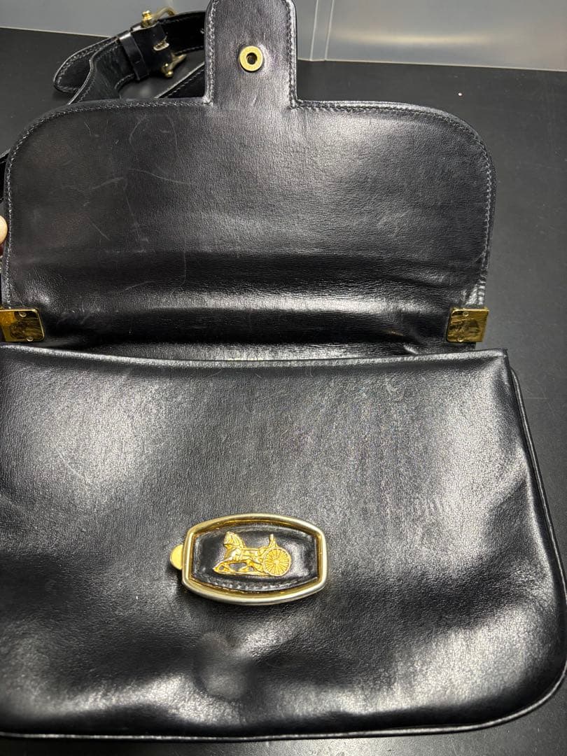 セリーヌ ワンショルダーバッグ レザー CELINE 馬車金具 フラップ