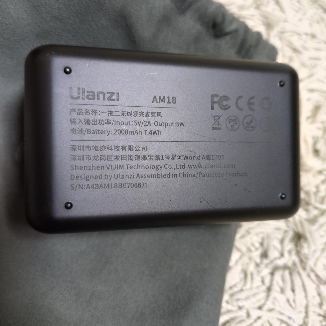 カメラ用マイク Ulanzi U-Mic AM18ワイヤレス・ラベリアマイク