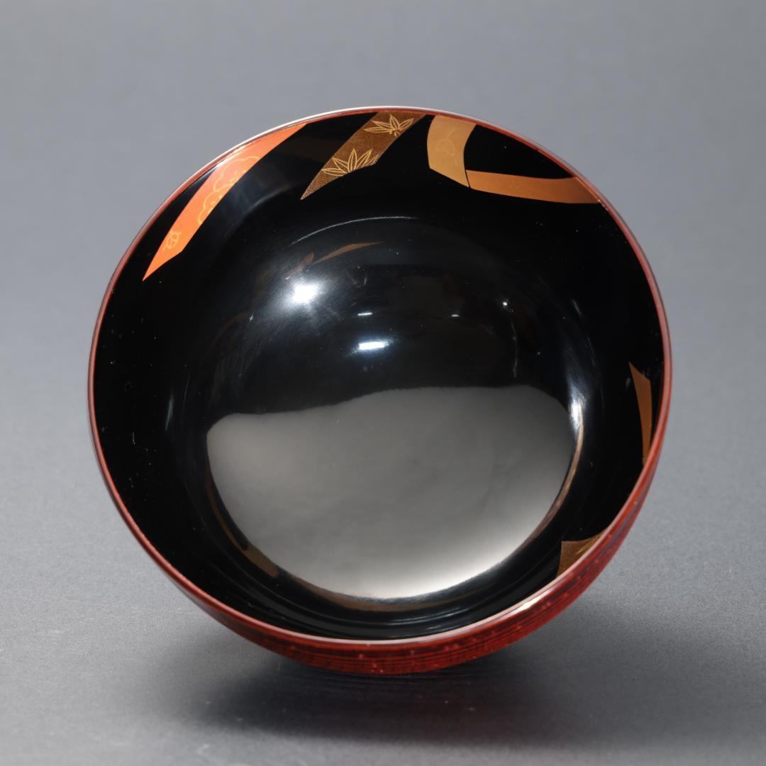 輪島塗 煮物椀 五客 のし蒔絵 共箱 漆塗 蓋付椀 口径