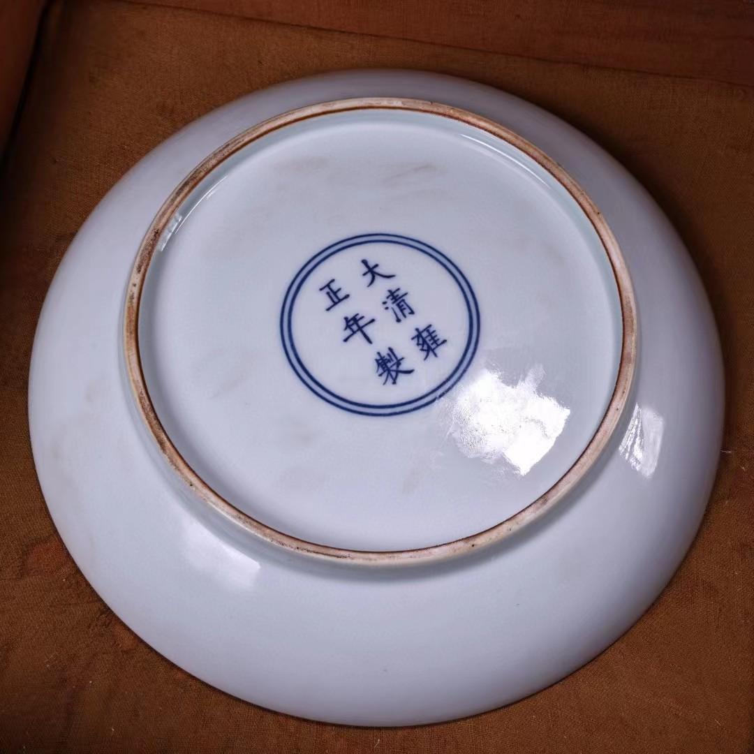 中国古美術・珍蔵粉彩・花鳥絵磁器の中皿・純手描き・刺繍箱