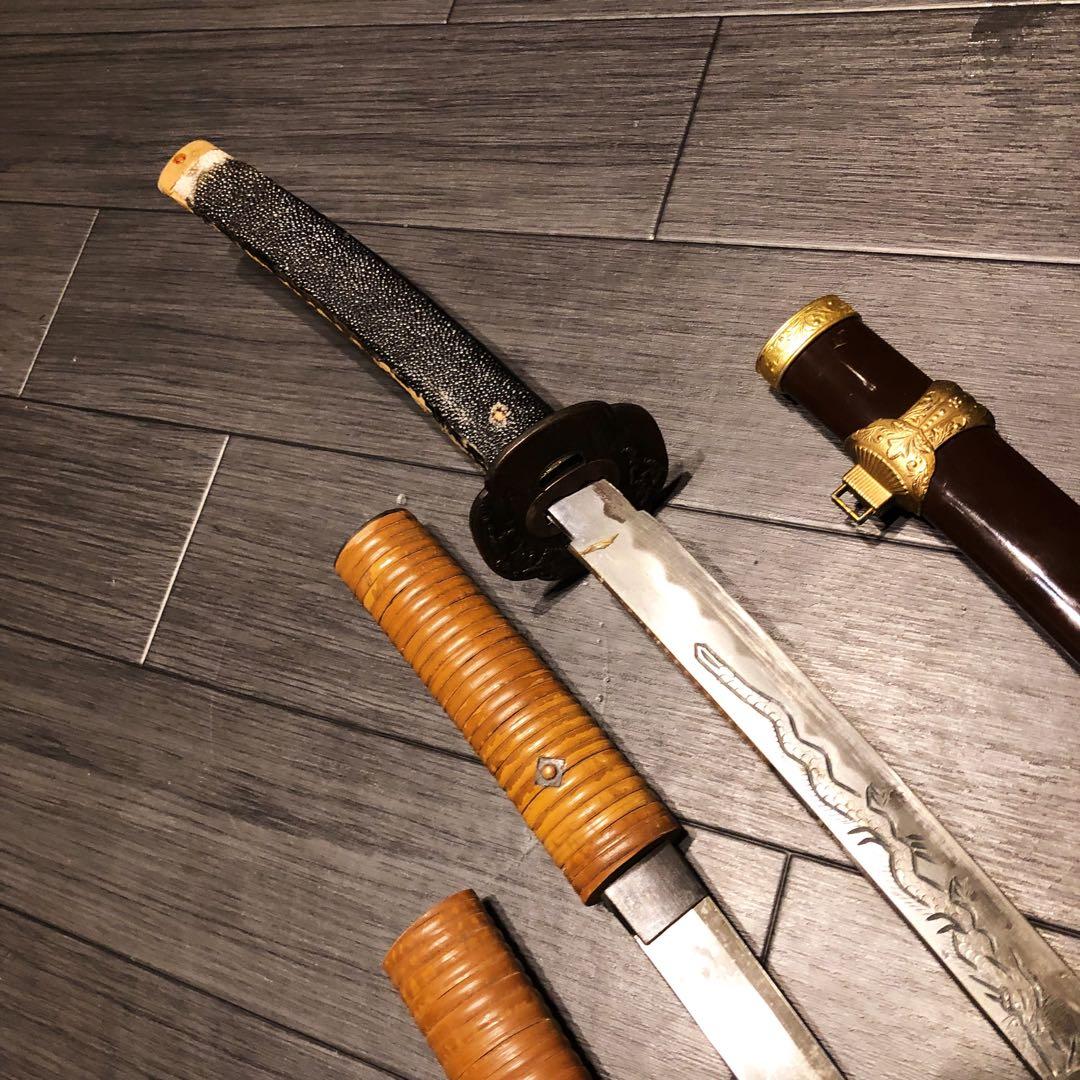 模造刀　大小6本セット　太刀　脇差　骨董品　模擬刀まとめ　ジャンク品あり　刀身
