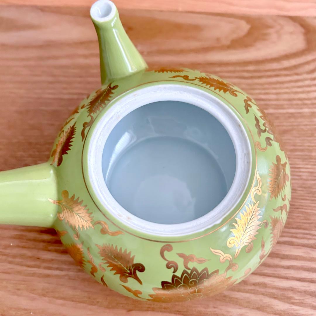 激レア希少✨其泉　萌黄金欄手 茶器セット　急須1客　湯呑5客　金彩